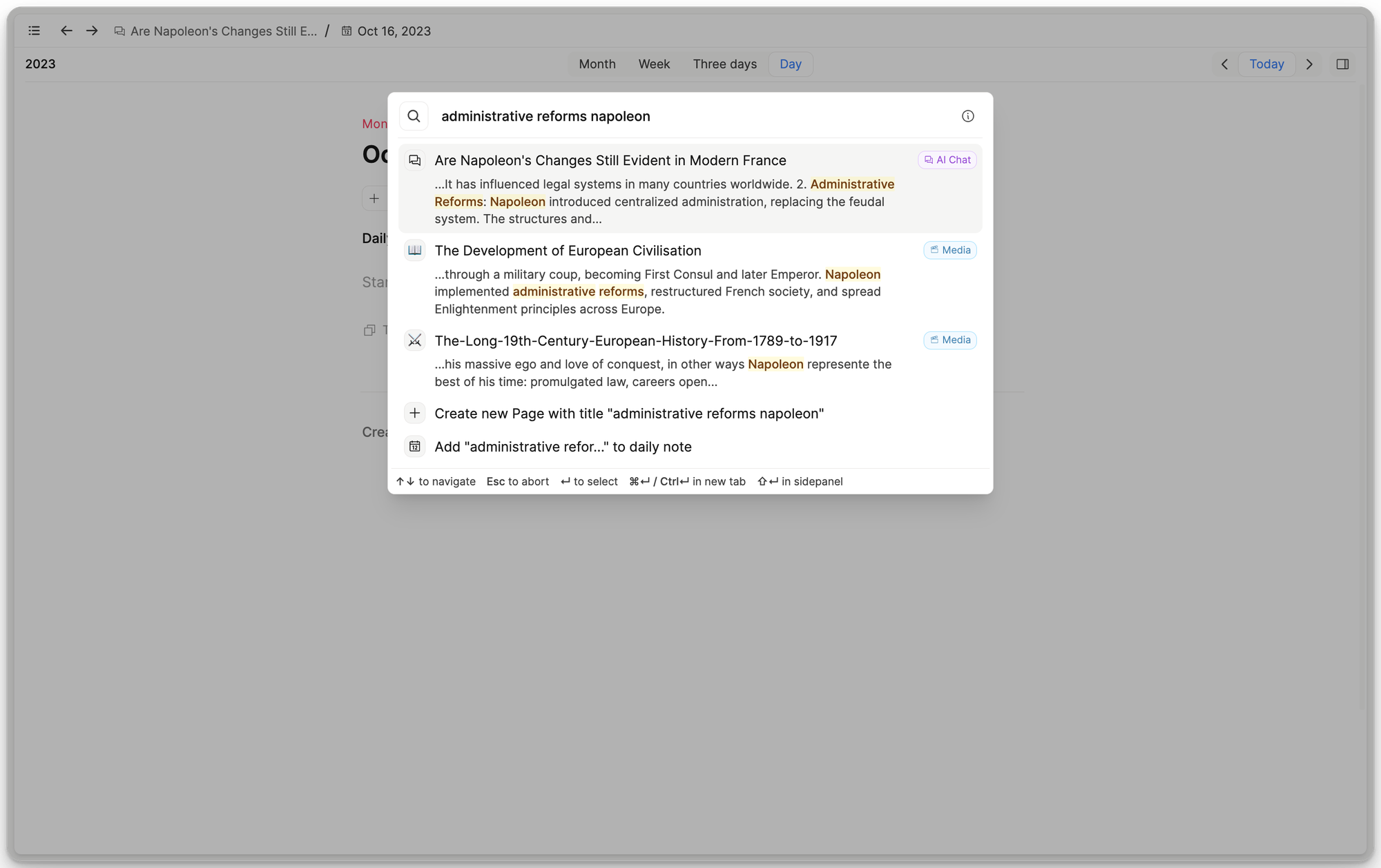 AI chat full-text search
