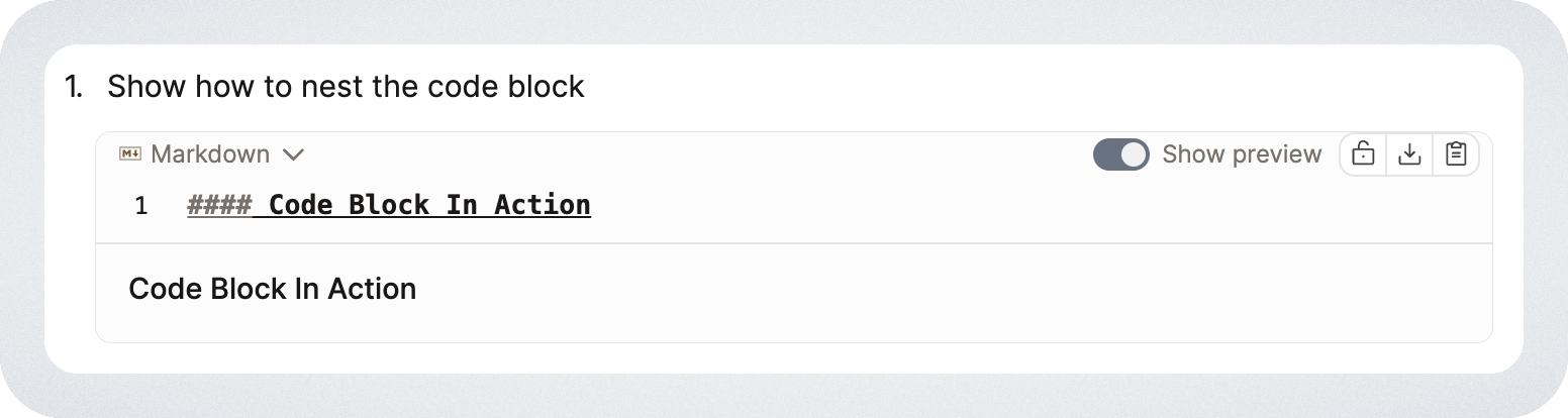 nest code block